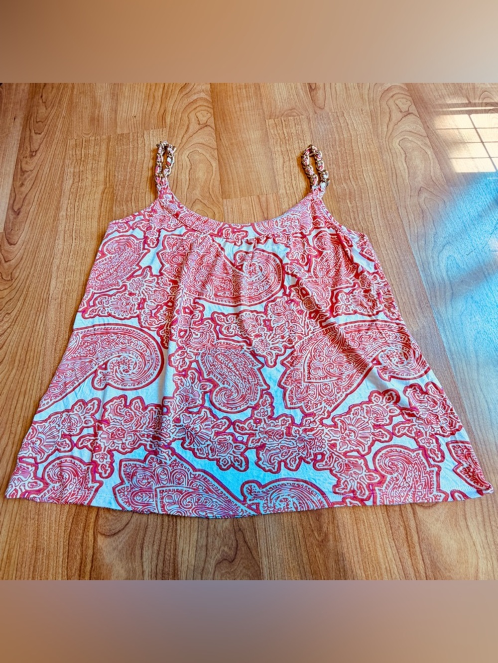 Michael Kors Women’s Orange  Paisley Pattern Sleeveless Too Blouse Size Medium - Picture 9 of 10